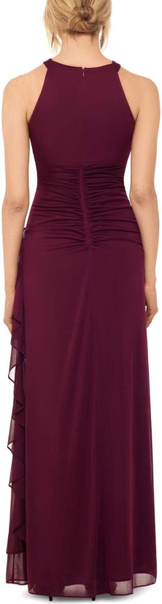 Betsy & Adam Ruched Halter Gown  Color Garnet Size 10