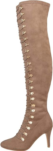 Journee Collection Women's Wide Calf Vintage Over-The-Knee Boots  Color Taupe Size 7.5M