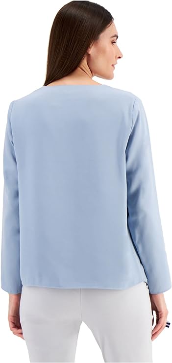 Alfani Women's Draped Front Pullover Blouse  Color Prussian Blue Size M