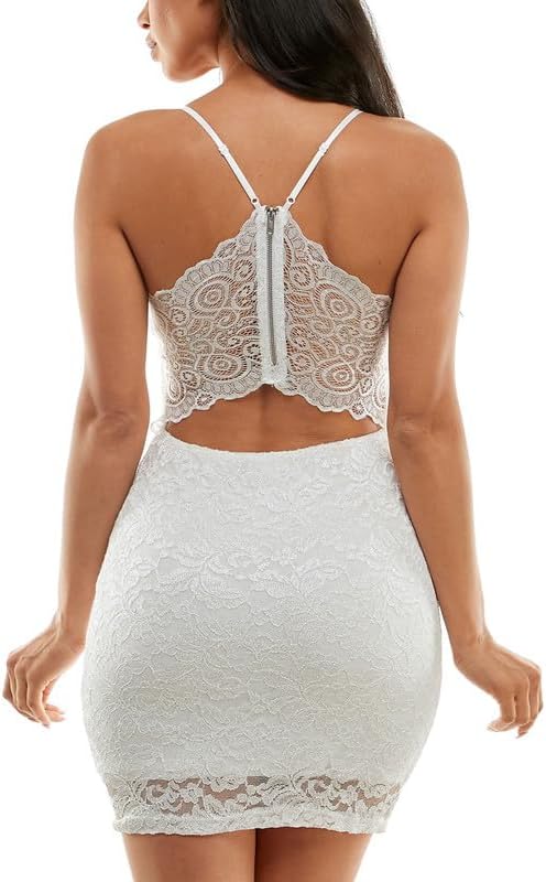 Emerald Sundae Juniors Glitter Stretch-Lace Bodycon Dress  Color White Size XS