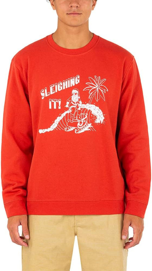 Hurley Men's Sleighing It Summer Crew Sweatshirt  Color Martian Sunrise Size XL