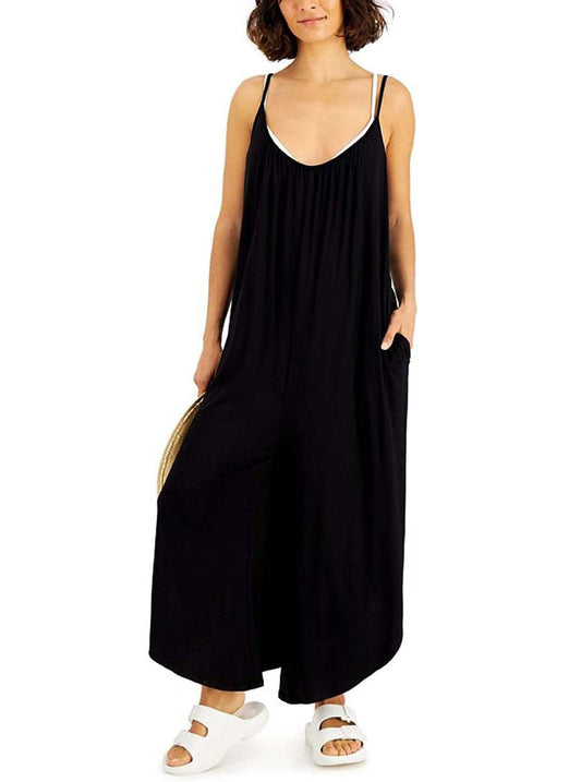 J. VALDI Flowy Pull On Jumpsuit Swim Cover-Up  Color Black Size M