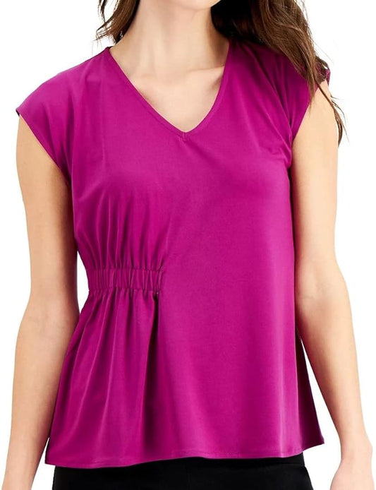 Alfani Women's V Neck Evening Top  Color Purple Size M