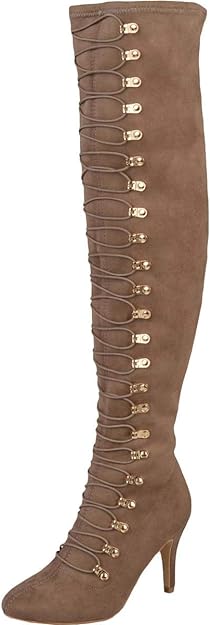 Journee Collection Women's Wide Calf Vintage Over-The-Knee Boots  Color Taupe Size 7.5M