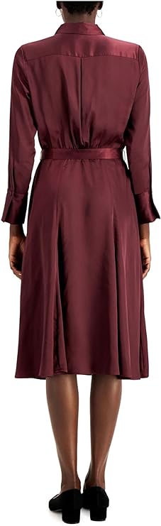 Alfani Fit & Flare Belted Midi Dress  Color Berry Jam Size 0