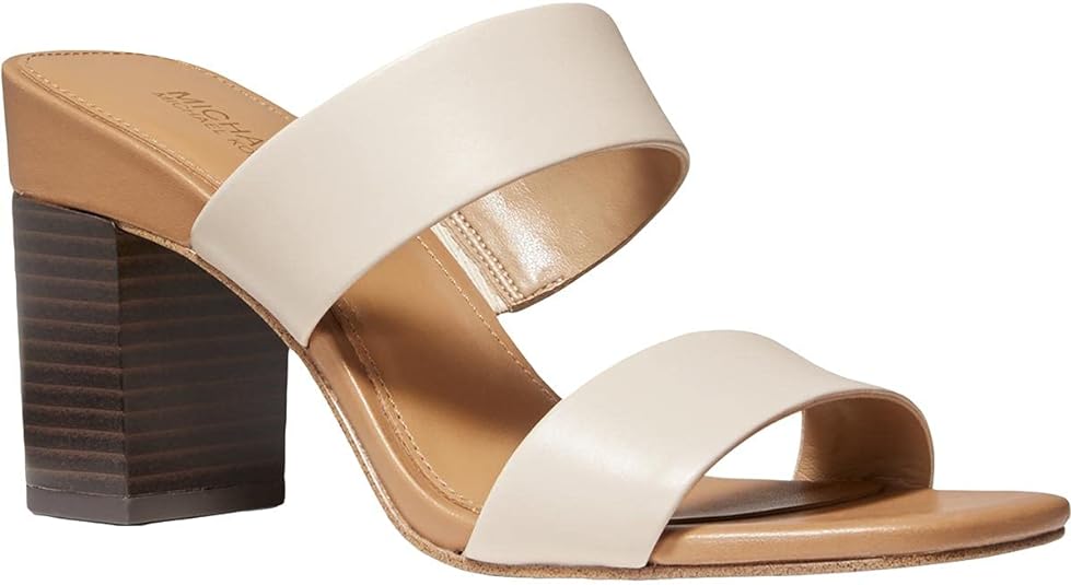 Michael Kors Women's Glenda High Heel Slide Sandals  Color Light Cream Size 7.5M