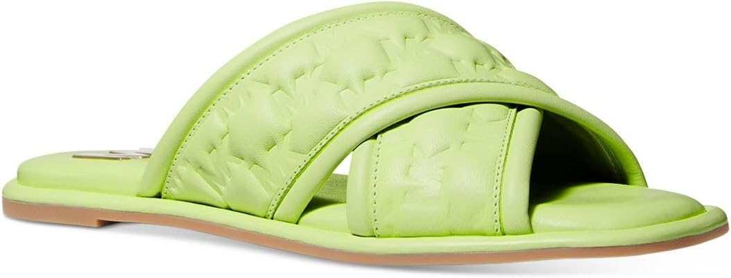 Michael Kors Women's Gideon Crisscross Logo Slides  Color Bright Limeade Size 5.5M