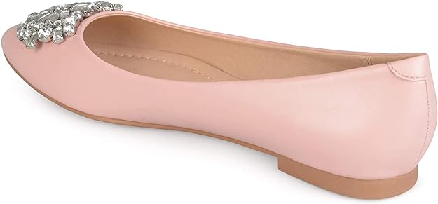 Journee Collection Women's Renzo Faux Leather Pointed Toe Jewel Flats  Color Pink Size 9M