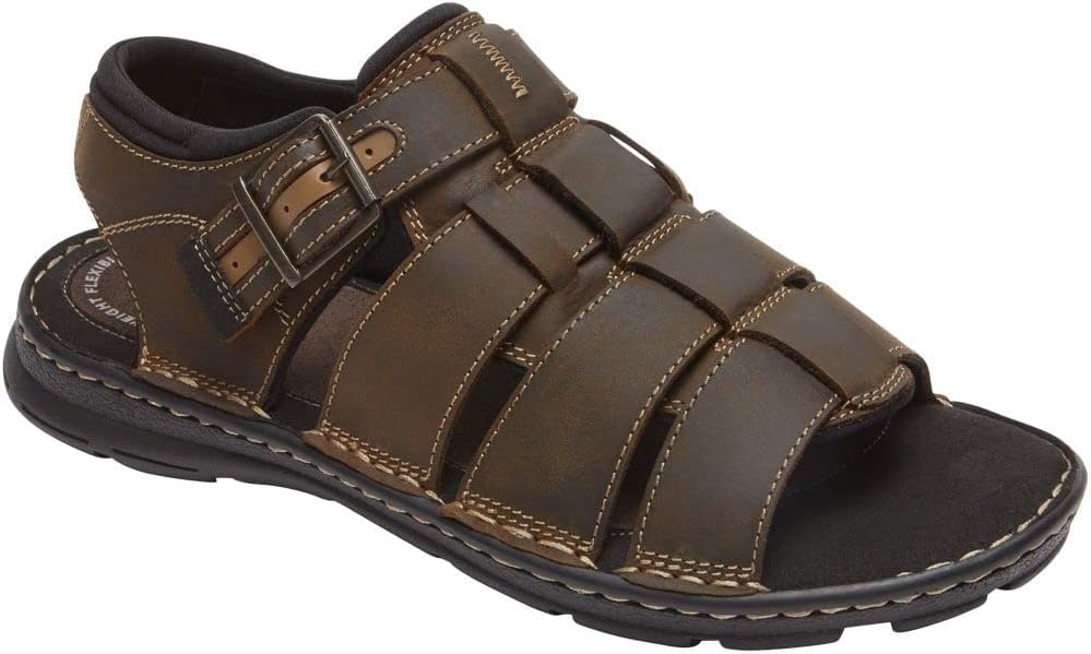 Rockport Men's Darwyn Leather Strap Sandals  Color Brown Size 9.5M