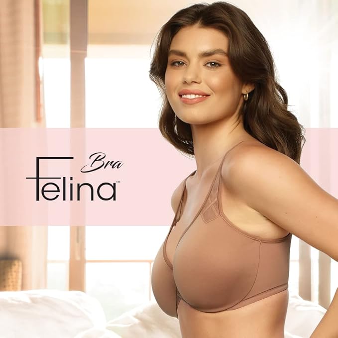 Felina Paramour Amaranth Cushioned Comfort Unlined Minimizer Bra Color Rose Tan Size 38D