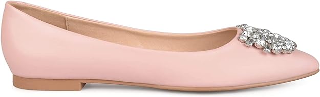 Journee Collection Women's Renzo Faux Leather Pointed Toe Jewel Flats  Color Pink Size 9M