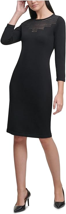 Calvin Klein Women's Illusion-Detail Sweater Dress  Color Black Size L