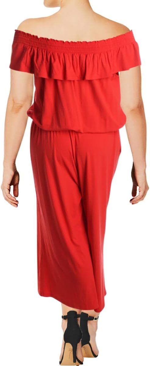 Lauren Ralph Lauren Women's Plus Size Ruffled Wide Leg Jumpsuit  Color Geranium Size 2X