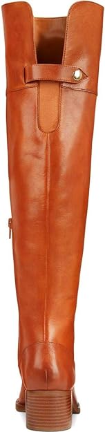 INC International Concepts Karmenn Leather Tall Over-The-Knee Boots  Color Cognac Size 5.5M