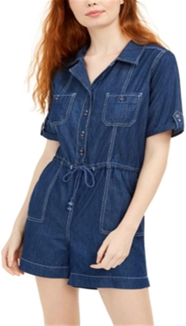 Dollhouse Juniors Cotton Denim Romper  Color Navy Size L