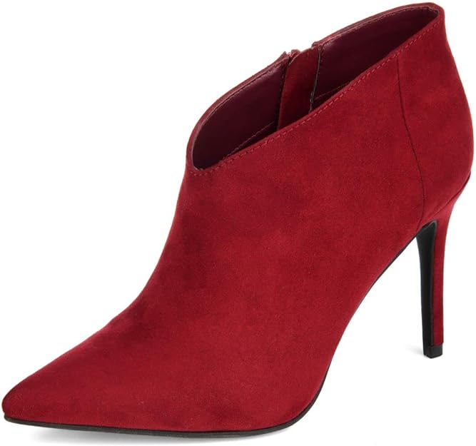 Journee Collection Women's Demmi Pointed Toe Inside Zip Booties  Color Red Size 7.5M