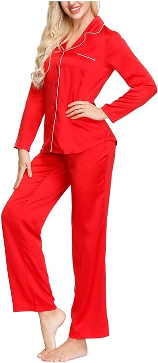 INK+IVY Women's Notch Top & Trouser Pajama Set  Color Red Size XS