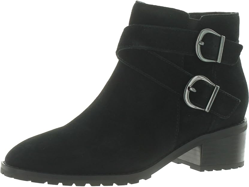 Aqua College Women's Sela Buckled Waterproof Booties  Color Black Suede Size 7.5M