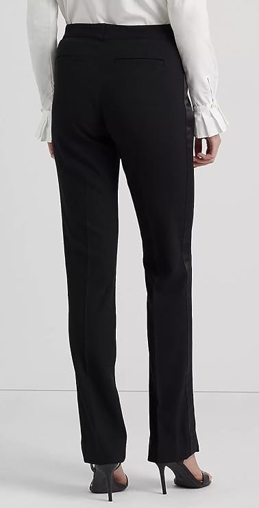 Lauren Ralph Lauren Women's Wool Side Stripe Straight Leg Pants  Color Black Size 16