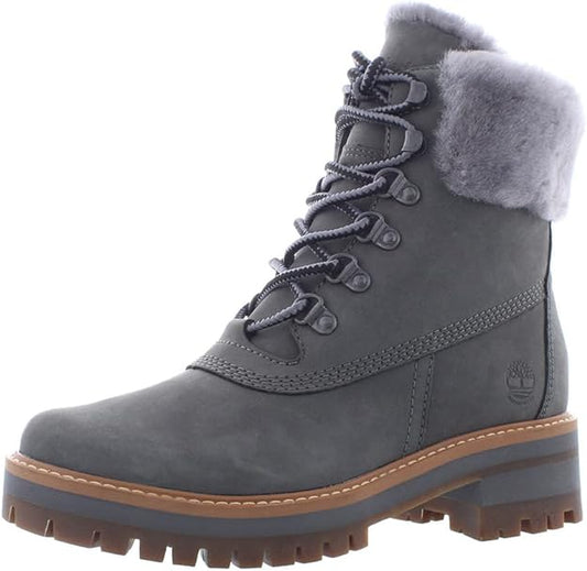 Timberland Women's Courmayeur Valley Wp 6in Shearling Boot  Color Gray Nubuck Size 10