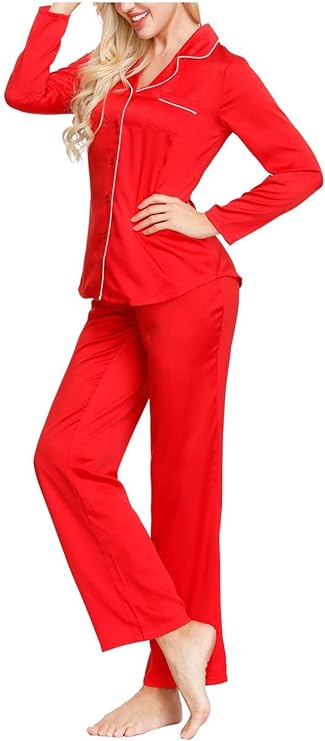 INK+IVY Women's Notch Top & Trouser Pajama Set  Color Red Size XS