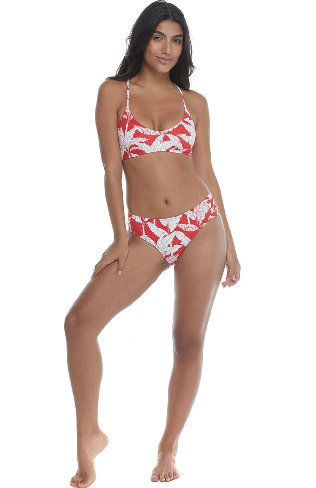 Body Glove Printed Tropix Vibe Alani Ribbed Swim Top  Color Red Size M