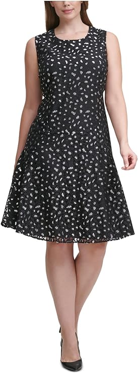 Tommy Hilfiger Women's Lace Metallic Cocktail & Party Dress  Color Black/Silver Size 4