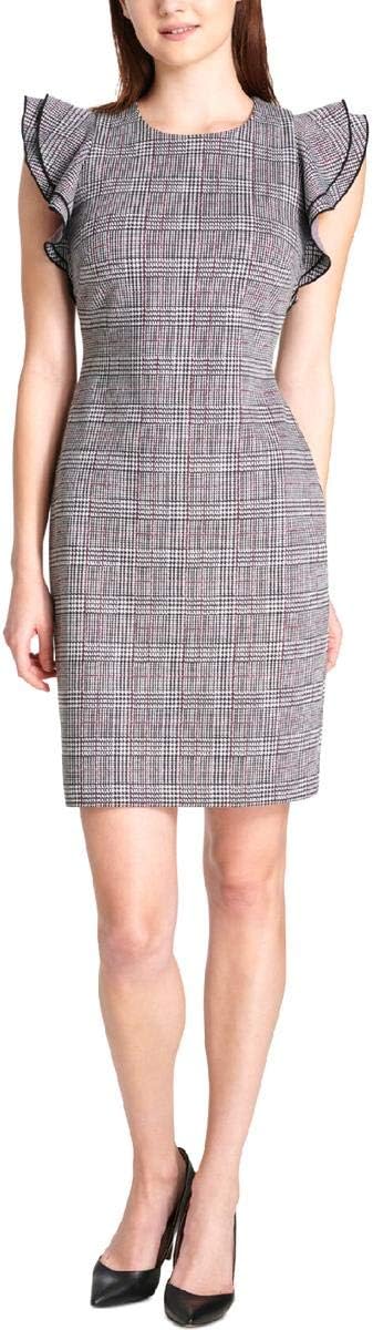 Tommy Hilfiger Office Wear Plaid Sheath Dress  Color Black Multi Size 12