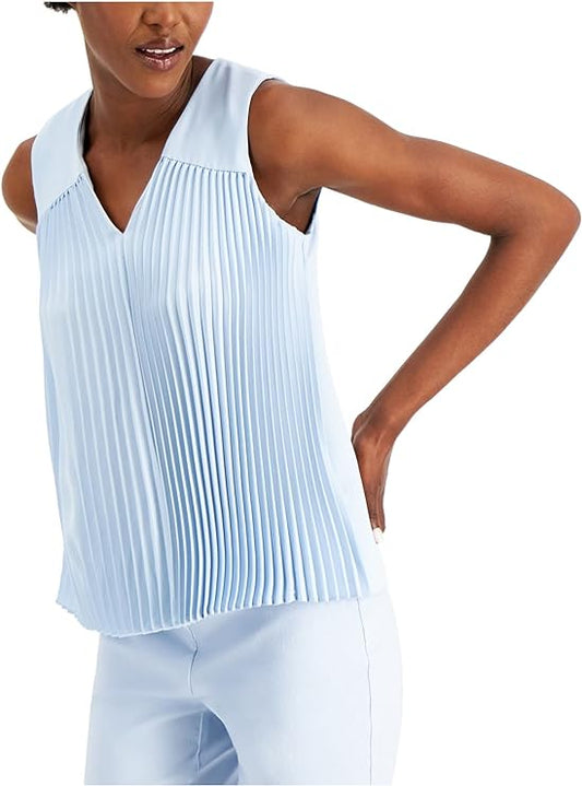 Alfani Women's Pleated Tank Top  Color Patel Blue Size XL