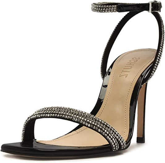 SCHUTZ Altina Glam Sandals  Color Chrystal/Black Size 8.5B