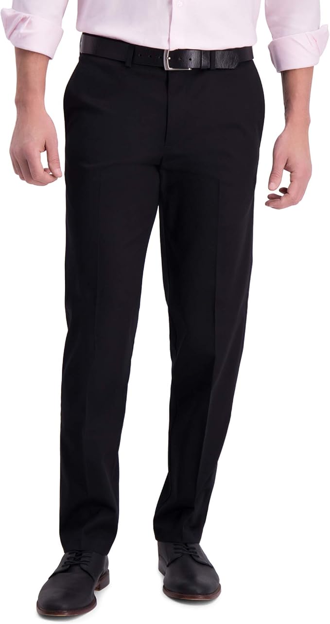 Haggar Men's Straight Fit Flex Waistband Casual Pants  Color Black W38xL32