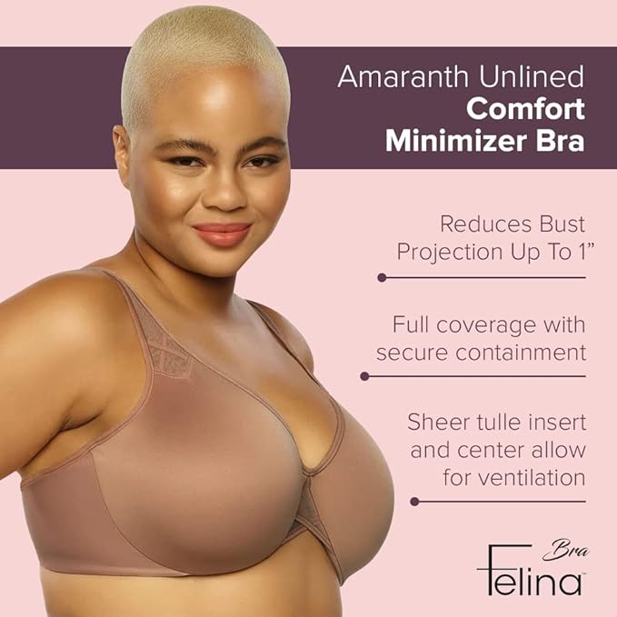 Felina Paramour Amaranth Cushioned Comfort Unlined Minimizer Bra Color Rose Tan Size 38D