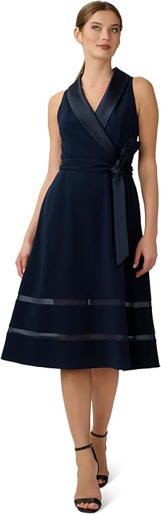 Adrianna Papell Women's Fit Flare Tuxedo Dress  Color Midnight Size 10