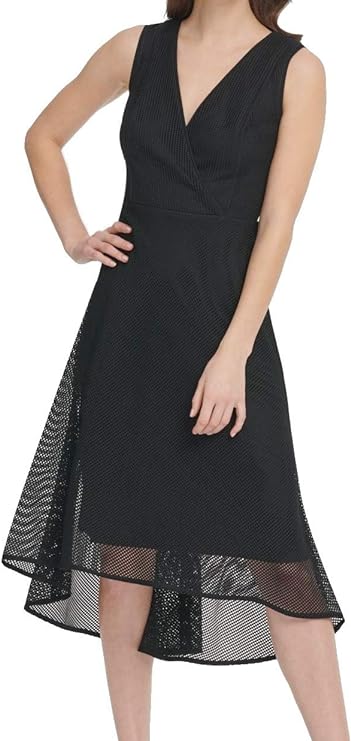 DKNY Women's Sleeveless V-Neck Midi Fit & Flare Evening Dress  Color Black Size 12