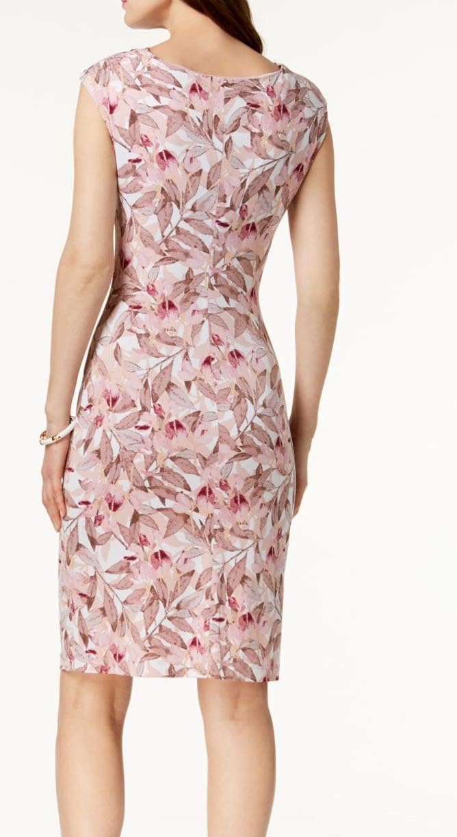 CONNECTED APPAREL Petite Floral-print Cowl-neck Sheath Dress  Color Pink Size 8P