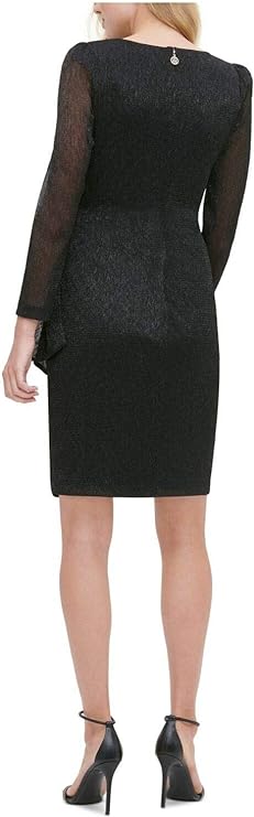 Tommy Hilfiger Women's Petite Metallic Sheath Dress  Color Black Size 2P