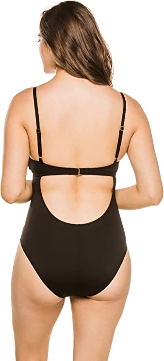 La Blanca Island Goddess Twist Keyhole One Piece Swimsuit  Color Black Size 4