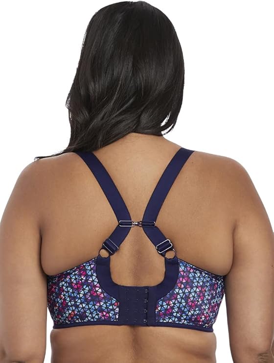 Elomi Plus Size Energise Underwire Sports Bra  Navy Geo Size 42G