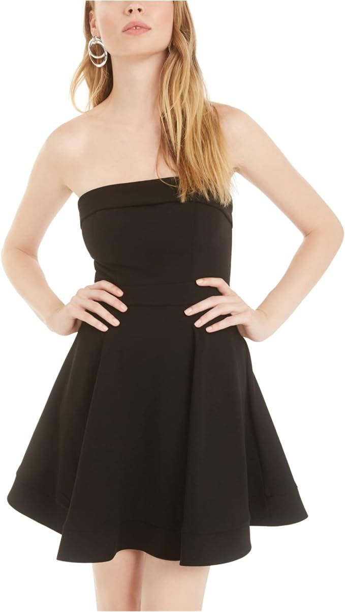 B. Darlin Juniors Solid A-Line Dress  Color Black Size 1/2