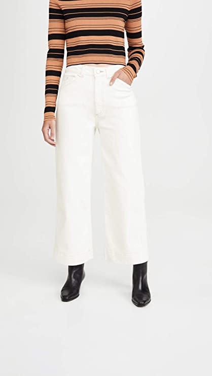 AG Jeans Women's Rosie Cropped Wide-Leg Jeans  Color Modern White Size 28