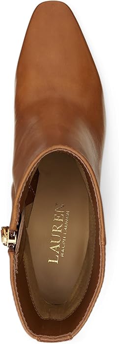 Lauren Ralph Lauren Women's Willa Square-Toe Dress Boots  Color Deep Saddle Tan Leather Size 7M