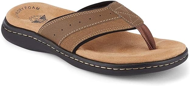 Dockers Men's Laguna Flip-Flop Sandals  Color Dark Tan Size 12M