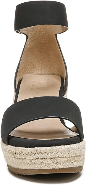 Soul Naturalizer Women's Oakley Ankle Strap Wedge Sandals  Color Black Faux Leather Size 8.5M