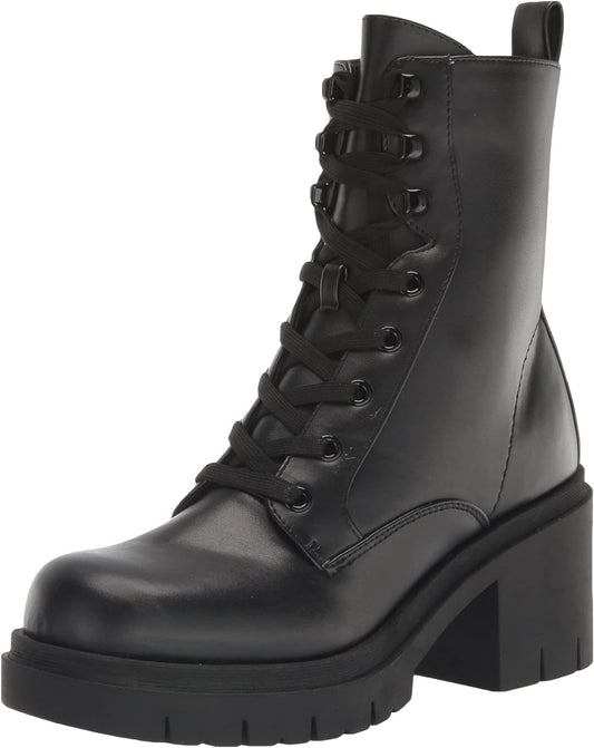 Nine West Women's Juna Platform Combat Boots  Color Black Faux Leather Size 5M