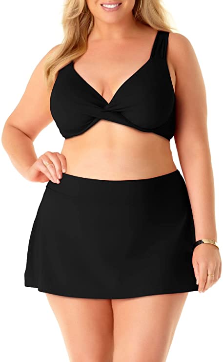 Anne Cole Plus Size Swim Skirt  Color Black Noire Size 22W