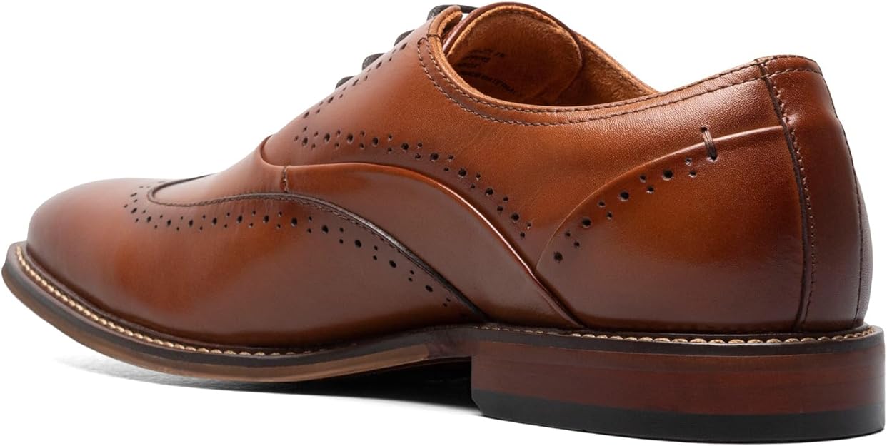 Stacy Adams Men's Macarthur Wingtip Oxford  Color Cognac Size 12M