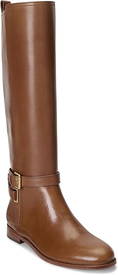 Lauren Ralph Lauren Women's Blayke Buckled Riding Boots  Color Deep Saddle Tan Size 6M