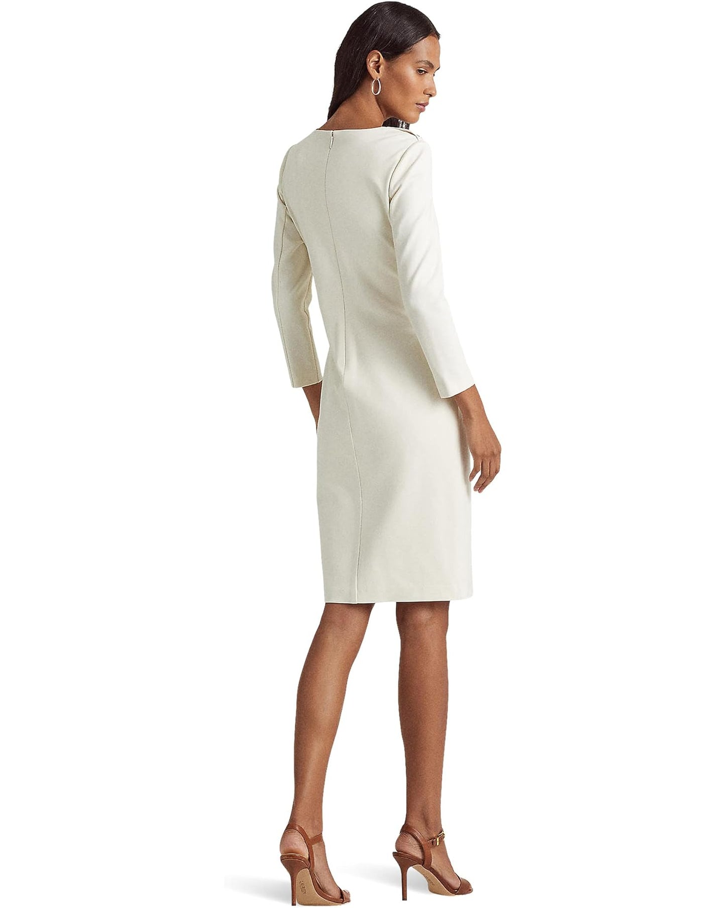 Lauren Ralph Lauren Women's Ponte Three-Quarter-Sleeve Dress  Color Mascarpone Cream Size 2