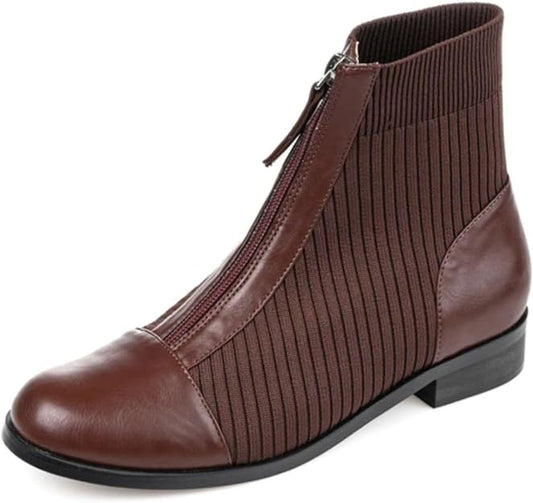 Journee Collection Women's Bexlie Front Zipper Capped Toe Booties  Color Brown Size 9.5M