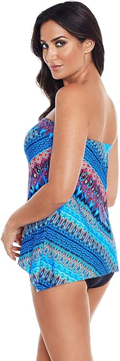 Miraclesuit Swimwear Strapless Bandini Underwire Tankini Top  Color Blue Size 12